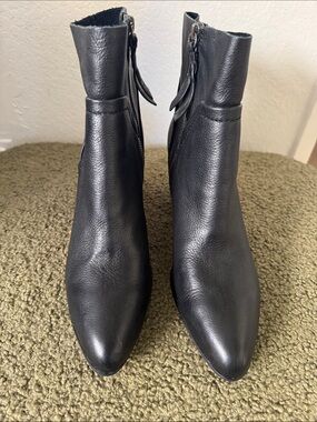 Splendid Black Leather Pointed Toe Ankle Booties